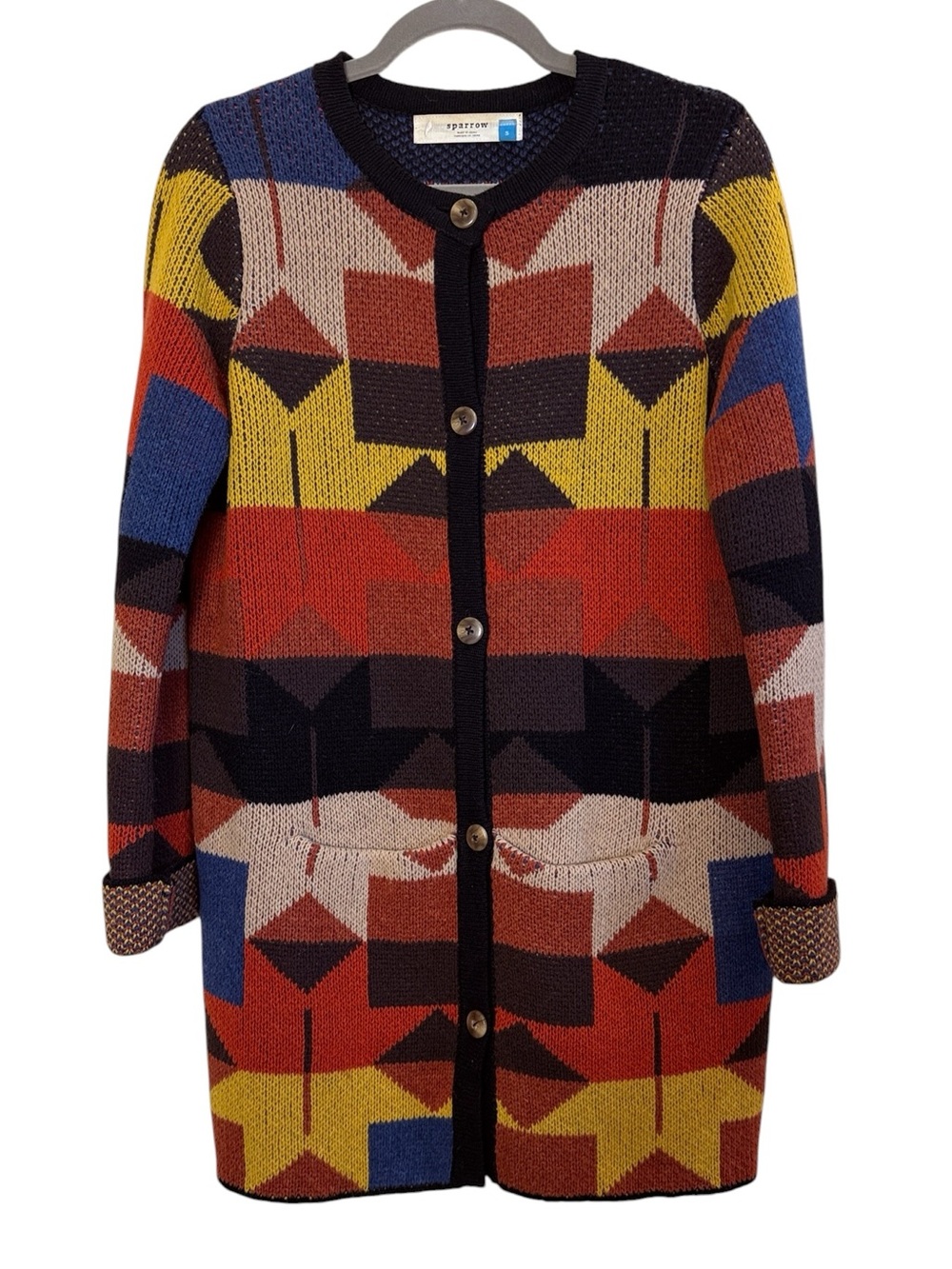 Anthropologie Sparrow Lonestar Colorful Southwestern Lambswool Cardigan Coat S